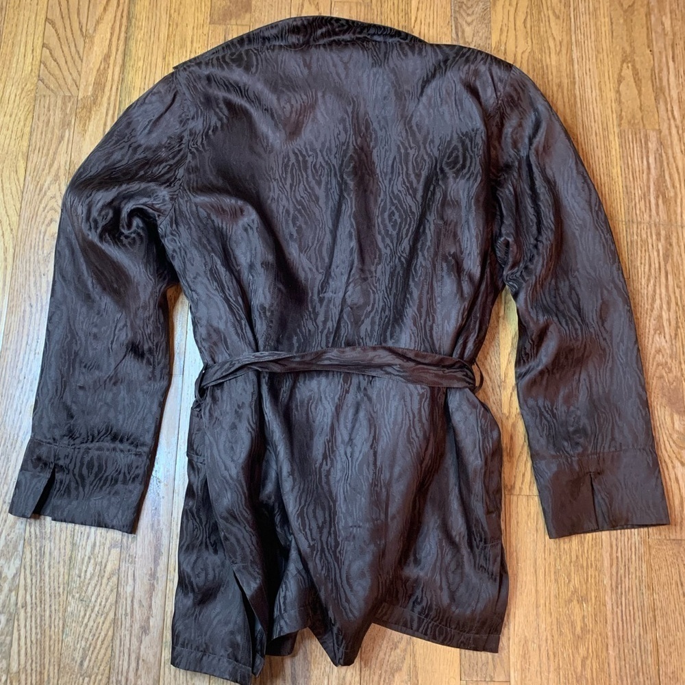 Chico’s 100% Silk Woodgrain Moire Belted Jacket Blazer Brown Size 3 (XL) - Picture 3 of 7